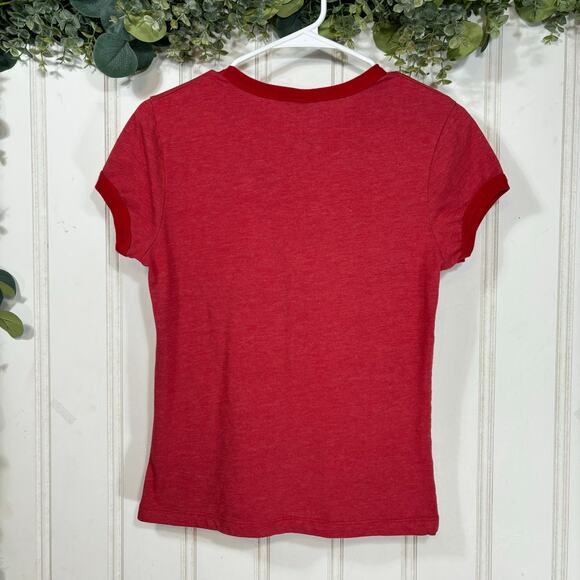 Disney Tinkerbell T Shirt SMALL Red "Off the Hook" Casual Preppy Peter Pan - Picture 3 of 4